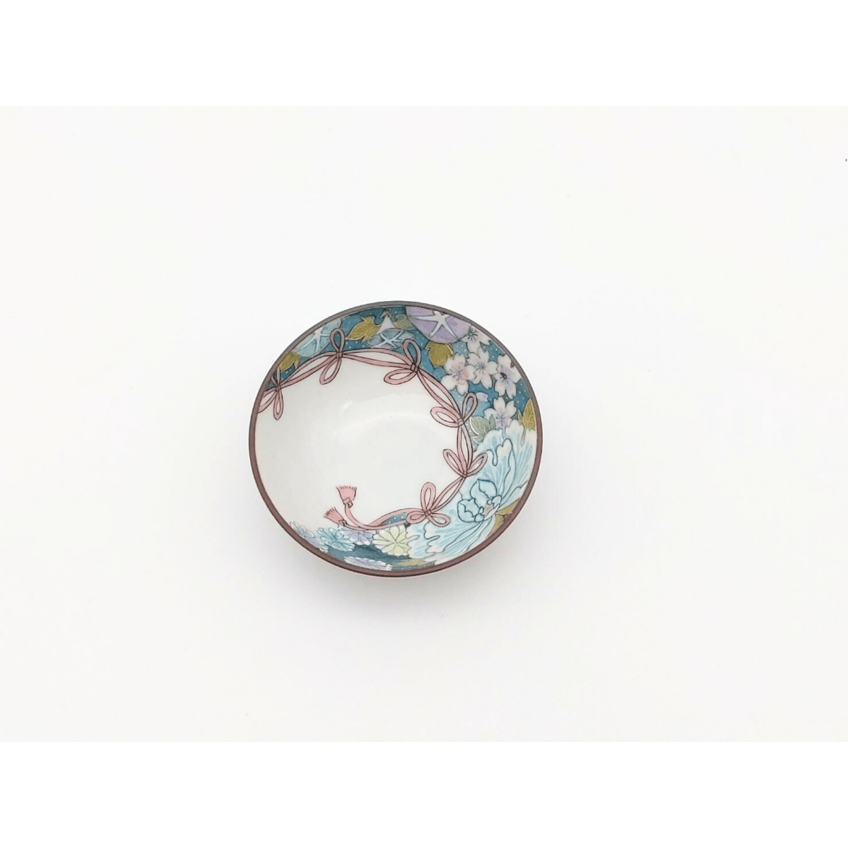 送料込み】【石川県】九谷焼 平盃 結び花詰 青（藤木美里・画） - 雑貨