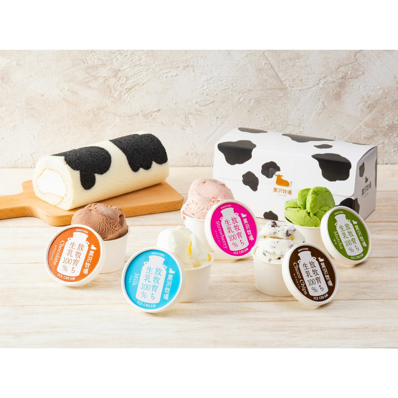 [Shipping included] [Wakayama Prefecture] Kurosawa Ranch Kurosawa Beef Pattern Roll Cake and Ice Set of 5