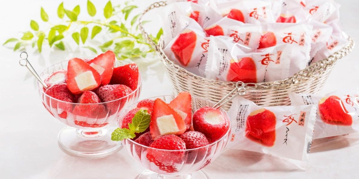 送料込み】【大阪府】春摘み苺アイス（20個） - スイーツ・洋菓子 ROJI