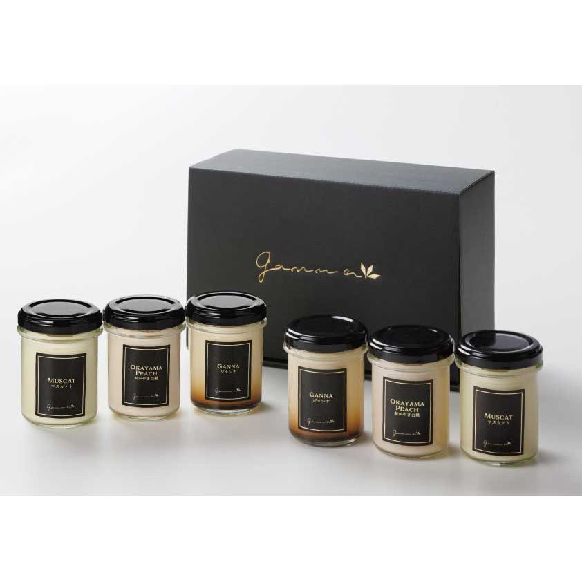 岡山フルーツプリンと人気プリン3種6個セット画像（おかやま白桃・マスカット・ジャンナ） - ROJI日本橋 ONLINE STORE