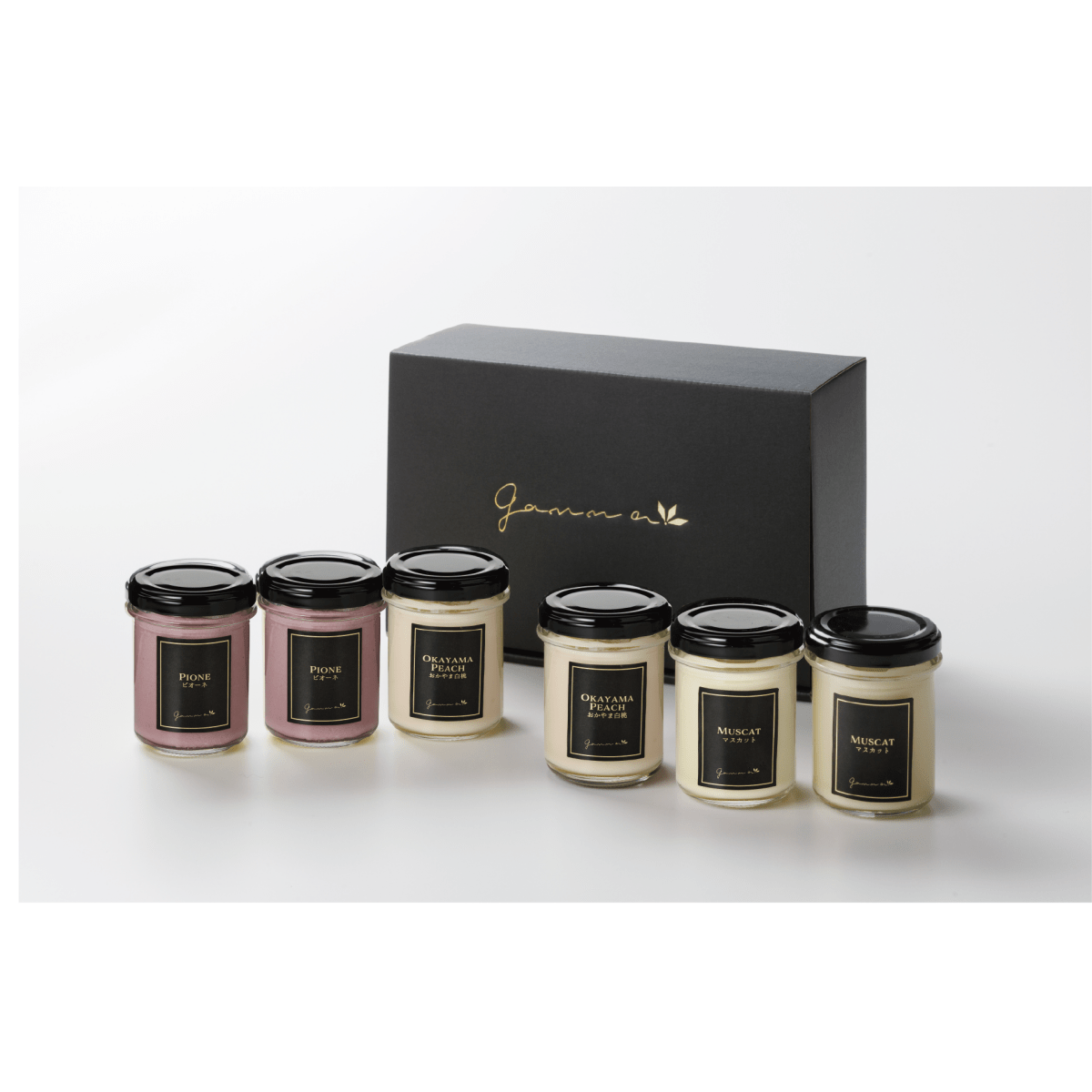 岡山フルーツプリン3種6個セット画像（おかやま白桃・マスカット・ピオーネ）- ROJI日本橋 ONLINE STORE