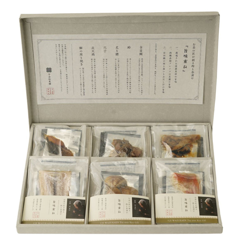 宇治和束園 お茶漬け 旨味重ね6食 箱入り画像（金目鯛、ハマグリ、ハモ、ブリ、炭火鶏、アナゴ） - ROJI日本橋 ONLINE STORE