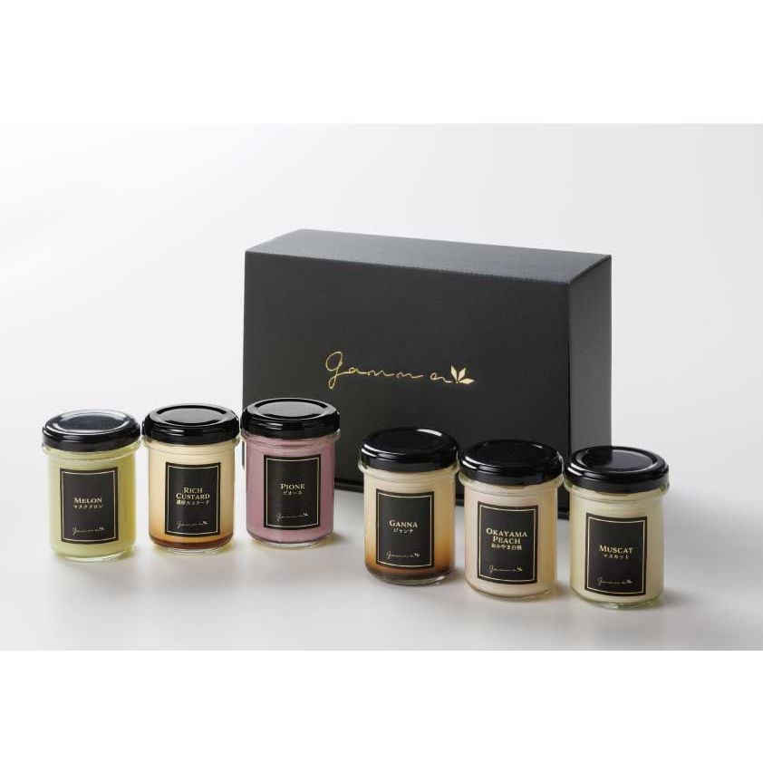 岡山フルーツプリンと人気プリン6種6個セット画像（ジャンナ・カスタード・白桃・マスカット・足守メロン・ピオーネ）- ROJI日本橋 ONLINE STORE