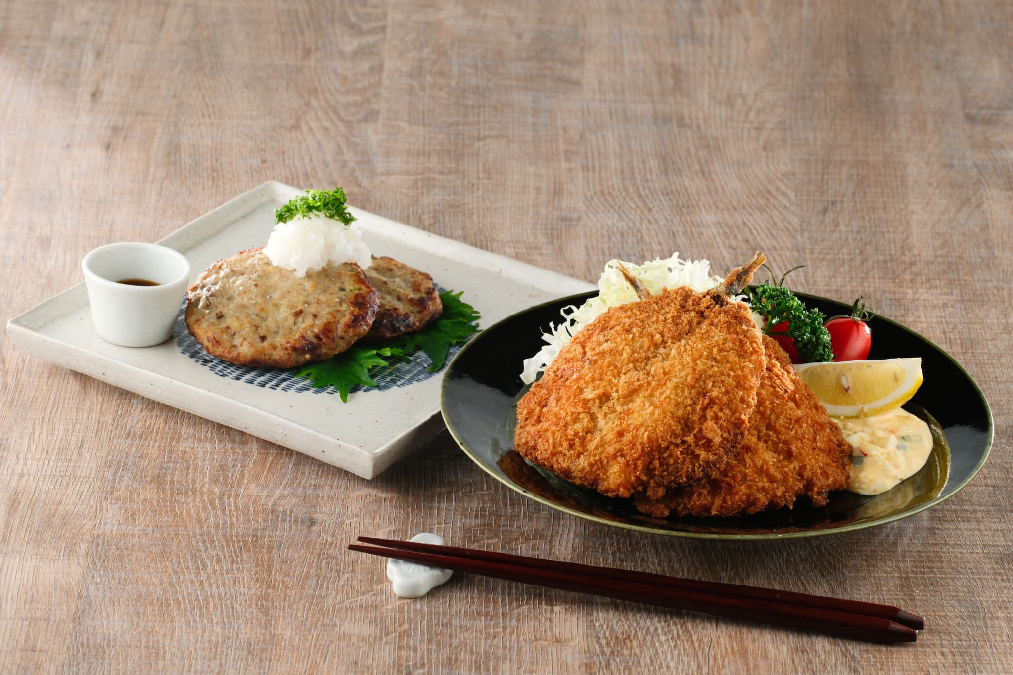 レンチンするだけ！瀬付きあじフライとハンバーグセット　商品画像