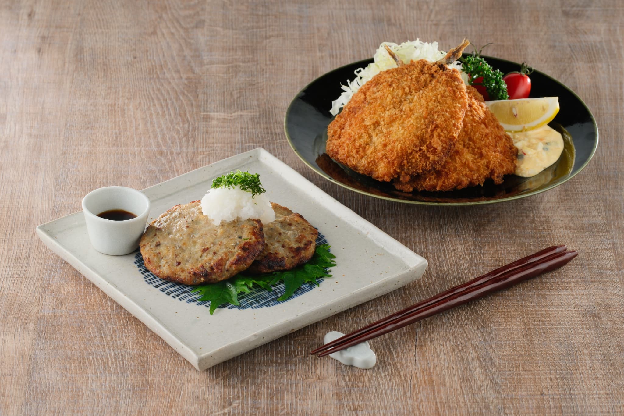 レンチンするだけ！瀬付きあじフライとハンバーグセット　商品画像