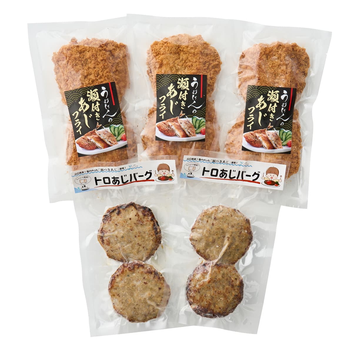 レンチンするだけ！瀬付きあじフライとハンバーグセット　商品画像