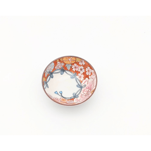 【送料込み】【石川県】九谷焼 平盃 結び花詰 赤（藤木美里・画） - ROJI日本橋 ONLINE STORE