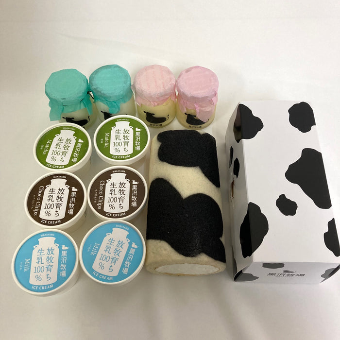 [Shipping included] [Wakayama Prefecture] Kurosawa Ranch Beef Pattern Roll Cake and Ranch Sweets Assortment Set